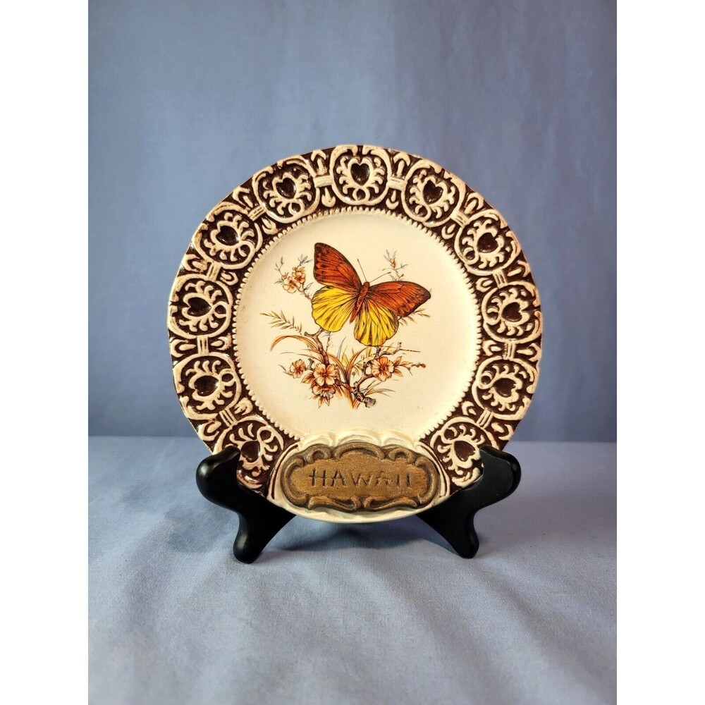 Hawaii Treasure Butterfly Plate 6''Craft Souvenir Vintage Ceramic Keepsake